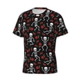 thumbnail image 5 of Vsdgher Skeleton with Roses Print Men's Dry Fit Mesh Athletic Shirts Moisture Wicking Tennis T-Shirt Tops, 5 of 9