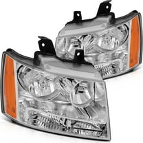 CCIYU Headlights Assembly 1221-0120L 1221-0120R 22853025 22853026 Chrome Housing Amber Reflector Clear Lens Headlamps For Chevrolet Avalanche 2007-2013 For Chevrolet Suburban 1500 2007-2014