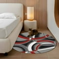 thumbnail image 3 of Modern Abstract Art Round Area&nbsp;Rug 3ft Geometric Circle Red Grey Non-Slip&nbsp;Washable Circle Rugs Soft Felt Indoor Floor Mat for Bedroom Kitchen Living Room Bathroom, 3 of 9