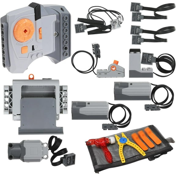 9-in-1 Power Function Set Technic-Motor Kit with M/L Motors, Remote-Control, Receiver, Switch for MOC Toy Building Sets