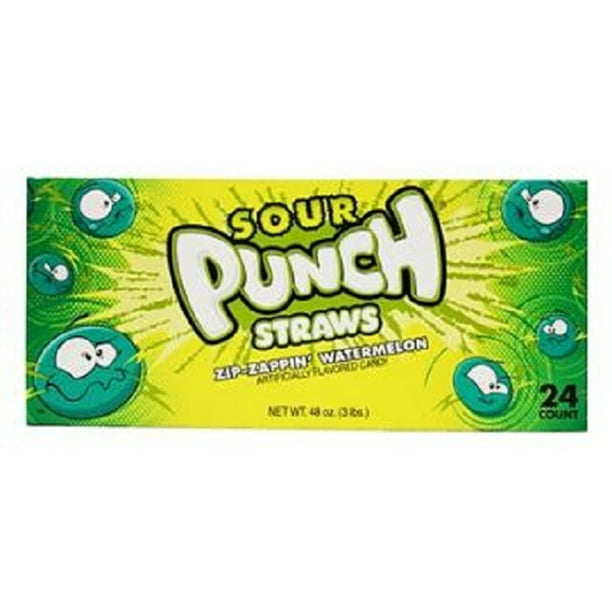 Product Of Sour Punch, Straws, ZipZappin Watermelon, Ct 24 (2 Oz) Sugar Candy / Grab