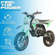 SYX MOTO VK 58cc 4-Stroke Gas Powered Mini Dirt Bike for Kids, Fully Automatic Youth Off-Road Motorcycle with Speed Governor, Pull Start, Green/White