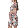 thumbnail image 2 of Easygdp Cartoon Hearts para Vestido Transpirable de Mujer, Vestido Suelto de Manga Corta con Pliegues y Bolsillos para el Verano, 2 of 6