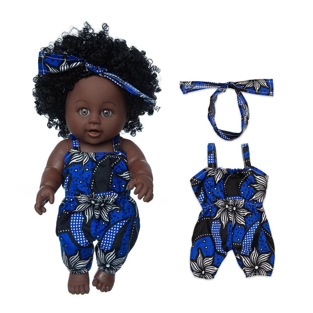 Baby Toy HUOGUO, piel negra, pelo rizado, negro africano, 30 cm