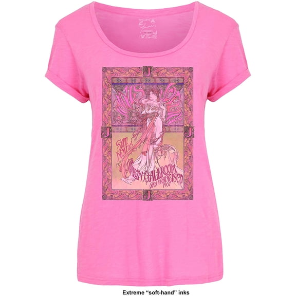 Janis Joplin Ladies T-Shirt: Avalon Ballroom '67 (Soft Hand Inks) (Large)