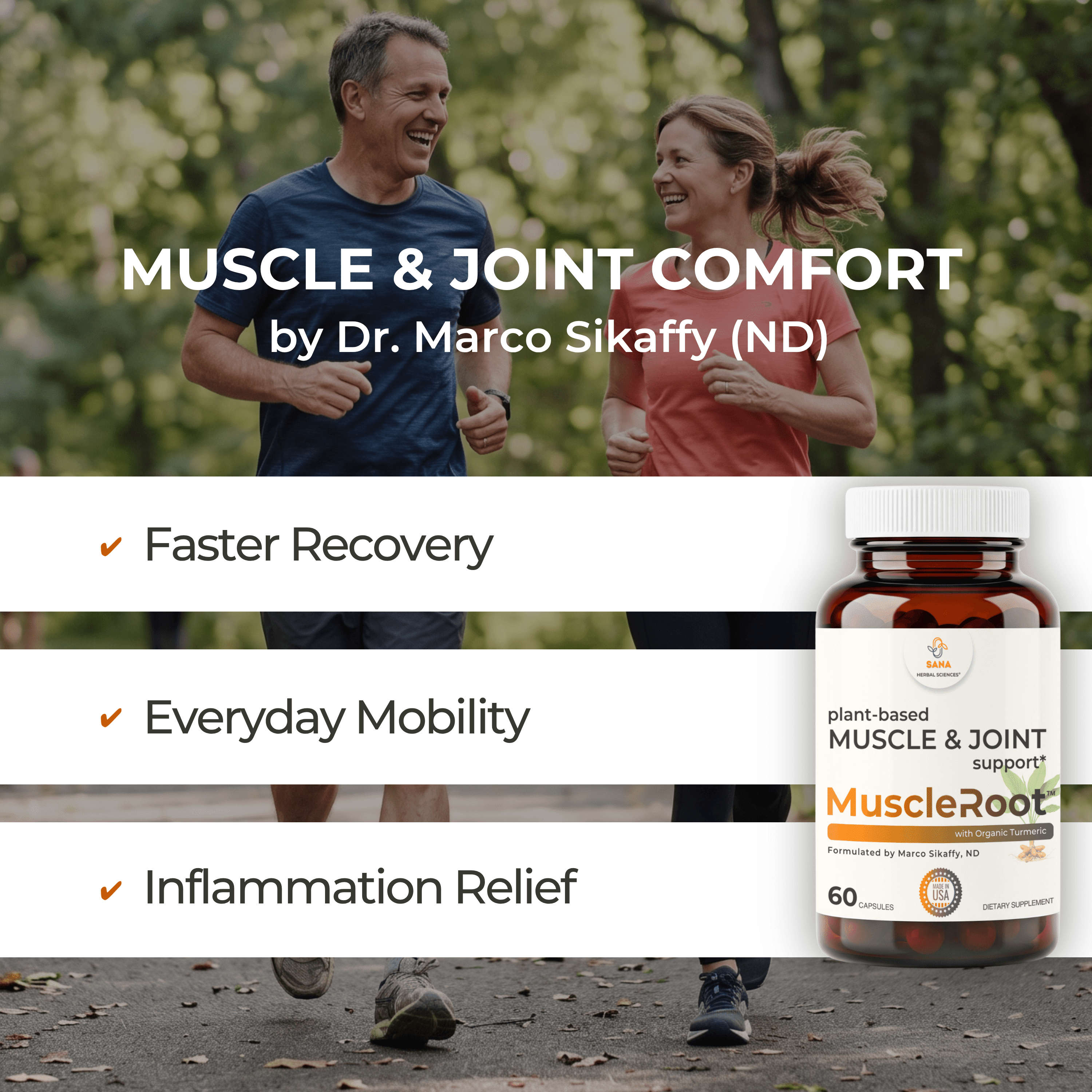 Muscle & Joint Support Supplement – Botanical Formula for Healthy Inflammatory Response, Comfort & Recovery | with Organic Turmeric | 60 Capsules