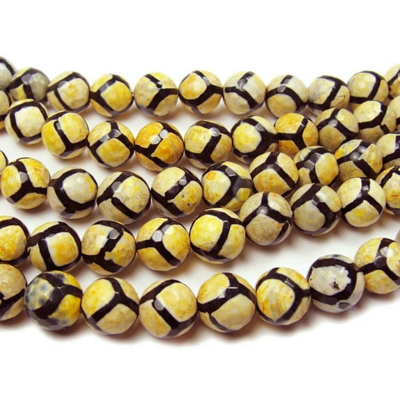 12mm Tibetan Style Yellow Soccer Faceted Beads Genuine Gemstone Natural Jewelry Making