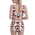 thumbnail image 3 of Haiem Rose Flowers Women's High Waisted Bikini Set Two Piece Bathing Suits High Cut Bikini Cut Out Swimsuits Scoop Neck Swimsuit-Medium, 3 of 8