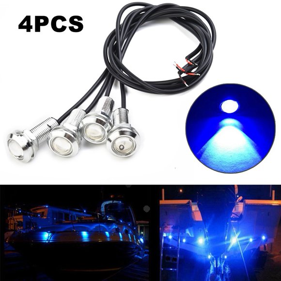 4x Blue LED Boat Light Silver Waterproof Underwater Fit Seadoo GTX WaveRunner