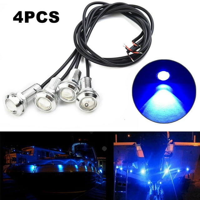 Yimiti 4X Blue Led Boat Light Silver Waterproof Underwater Fit For Seadoo Gtx For Waverunner