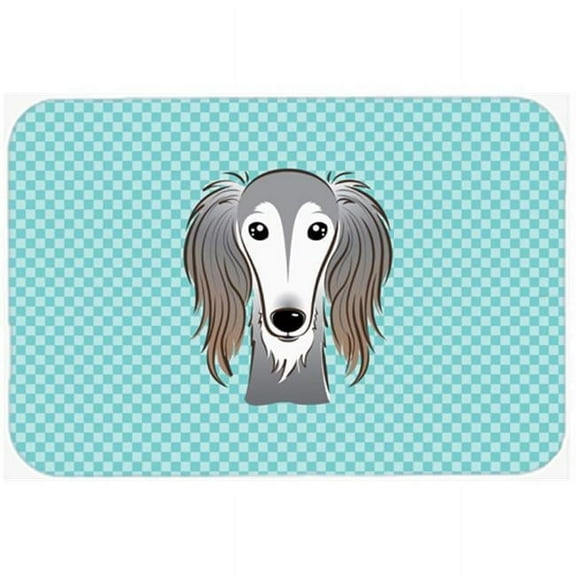 Carolines Treasures Checkerboard Blue Saluki Mouse Pad- - 7.75 x 9.25 In.
