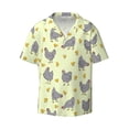 thumbnail image 4 of Uemuo Funny Chicken Pattern Cotton Linen Short Sleeve Shirts,Casual Lightweight Button Down Shirts,Vacation Beach Summer Tops-X-Large, 4 of 7