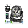 thumbnail image 1 of Ventilador de camping con linterna LED recargable de 3000 mAh, color negro, 1 of 7