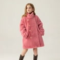 thumbnail image 5 of Fesfesfes Kids Winter Jacket for Girls Medium Long Padded Thick Warm Outerwear Childrens Solid Color Plush Coat Button Down Coat Fuzzy Shacket Winter Warm Outwear(Pink,5-6 Years), 5 of 8
