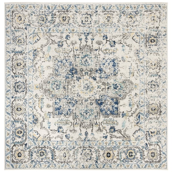 SAFAVIEH Madison Katina Traditional Oriental Area Rug, Grey/Ivory, 8' x 8' Square