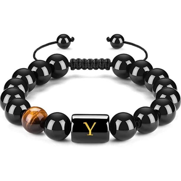 Pulsera para mujer, regalos para mujer, tobillera negra, pulsera de cuentas de piedra negra, tobillera de piedra natural, paño de cocina