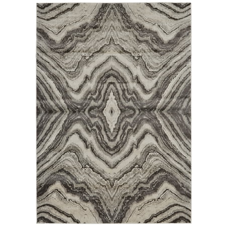 Feizy Katari Transitional Abstract, Gray/Ivory/Tan, 6'7" x 9'6" Area Rug Sheen Fade Resistant Casual Geometric Design Carpet for Living Dining Bed Room
