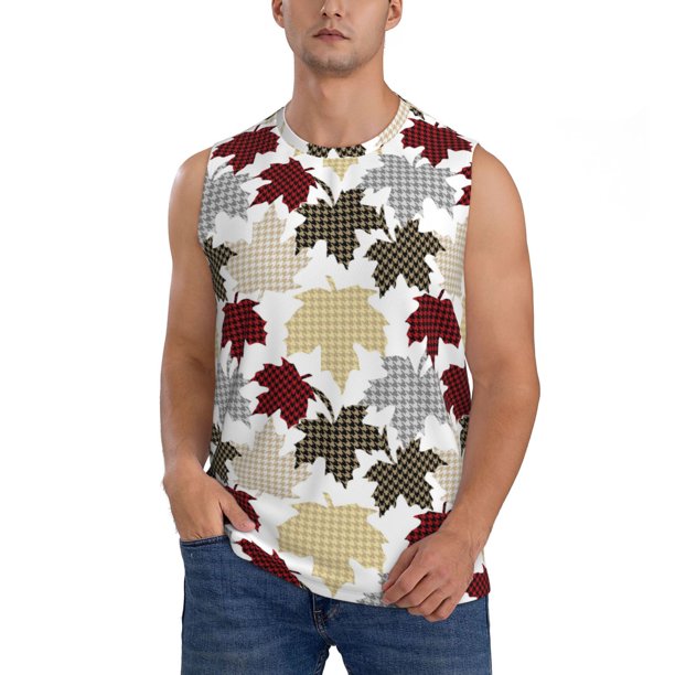 Balery maple leaves Camisetas sin mangas para hombre, absorbe la humedad y protege contra el mal olor.-3X-Large