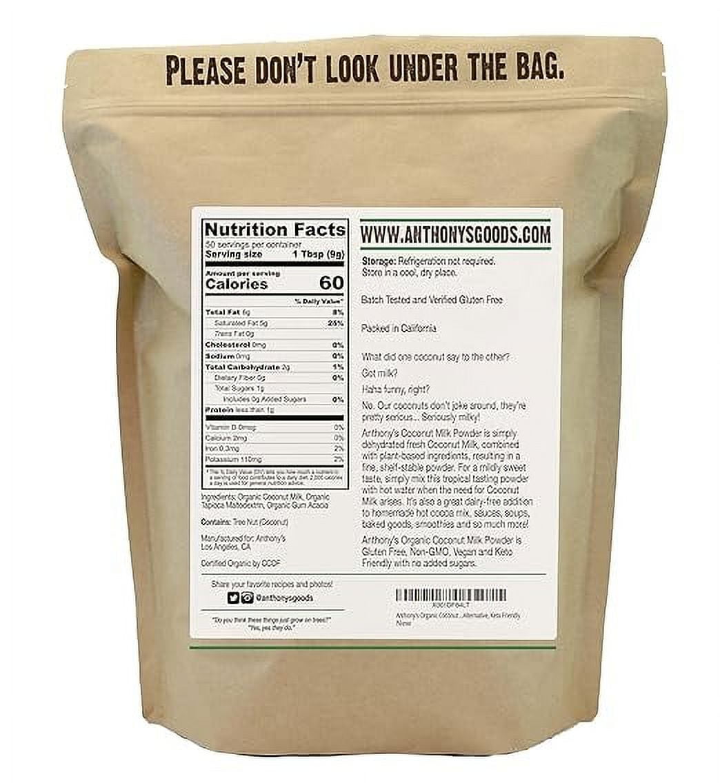 Anthony's Organic Coconut Milk Powder, 1 lb, Gluten Free, Vegan & Dairy Free, Creamer Alternative, Keto Friendly