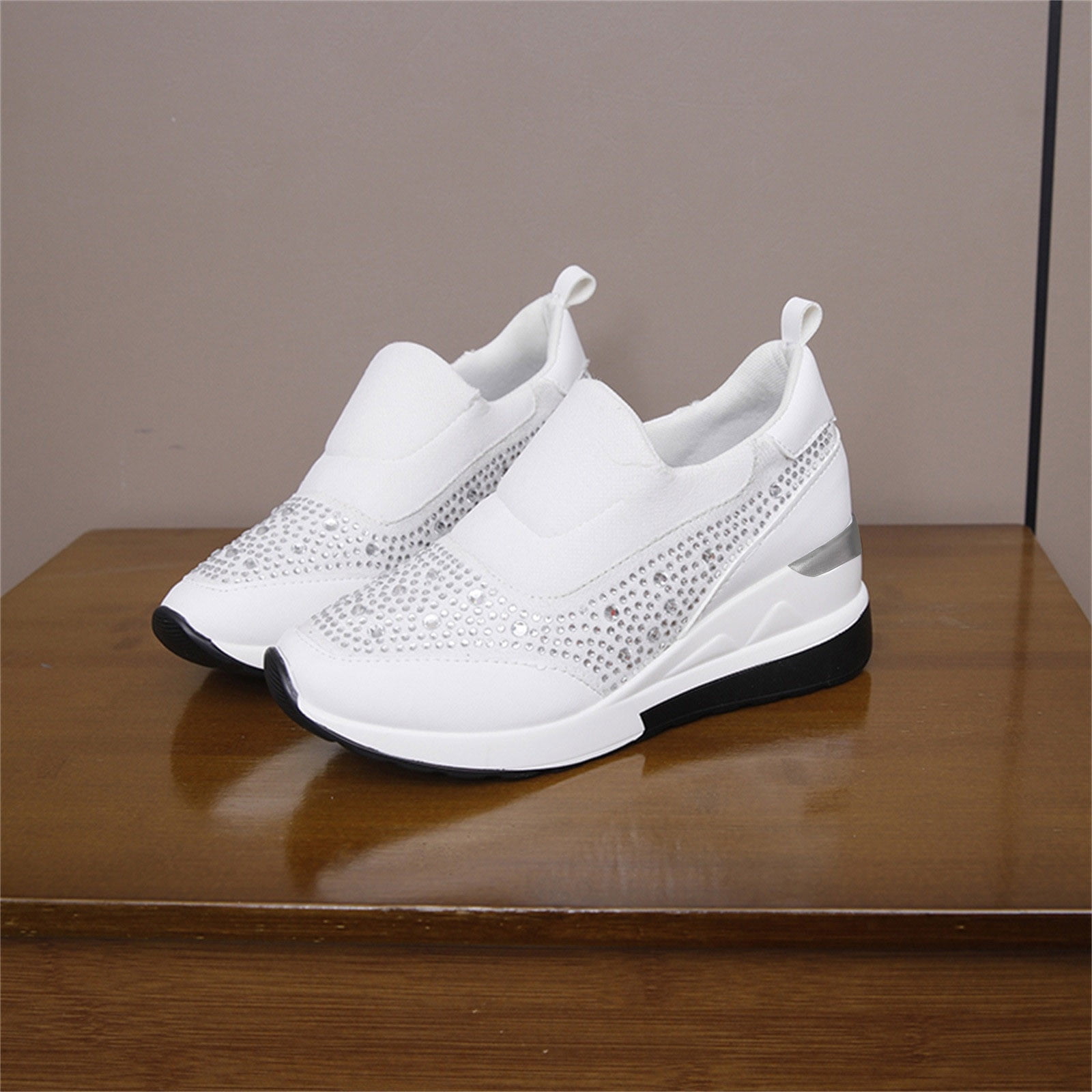 c♡ XIAQUJ Ladies Fashion Rhinestone Leather Cloth Patched Thick