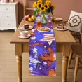 thumbnail image 2 of Blue Red USA Flag Table Runner 70 Inches, Abstract Moden Oil Painting 4th of July Bed Runner Dresser Scarves Tabletop for Indoor Outdoor Parties/Ceremony/Banquet, 13" x 70", 2 of 9