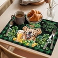 thumbnail image 3 of St Patricks Day Placemats Set of 6 Watercolor Dogs Green Shamrock Plaid Place Mats Indoor Wipeable Table Mats Washable Cloth Dining Table Placemats for Kitchen Holiday Party Home Decor 13x19 Inch, 3 of 9