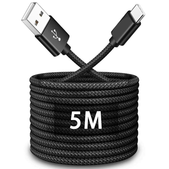 Quyaojz 5m (16ft) Ultra - Long USB - A to USB - C Durable Fast - Charging Nylon Cable - for Samsung, Pixel, Switch & Other USB - C Smartphones/Tablets