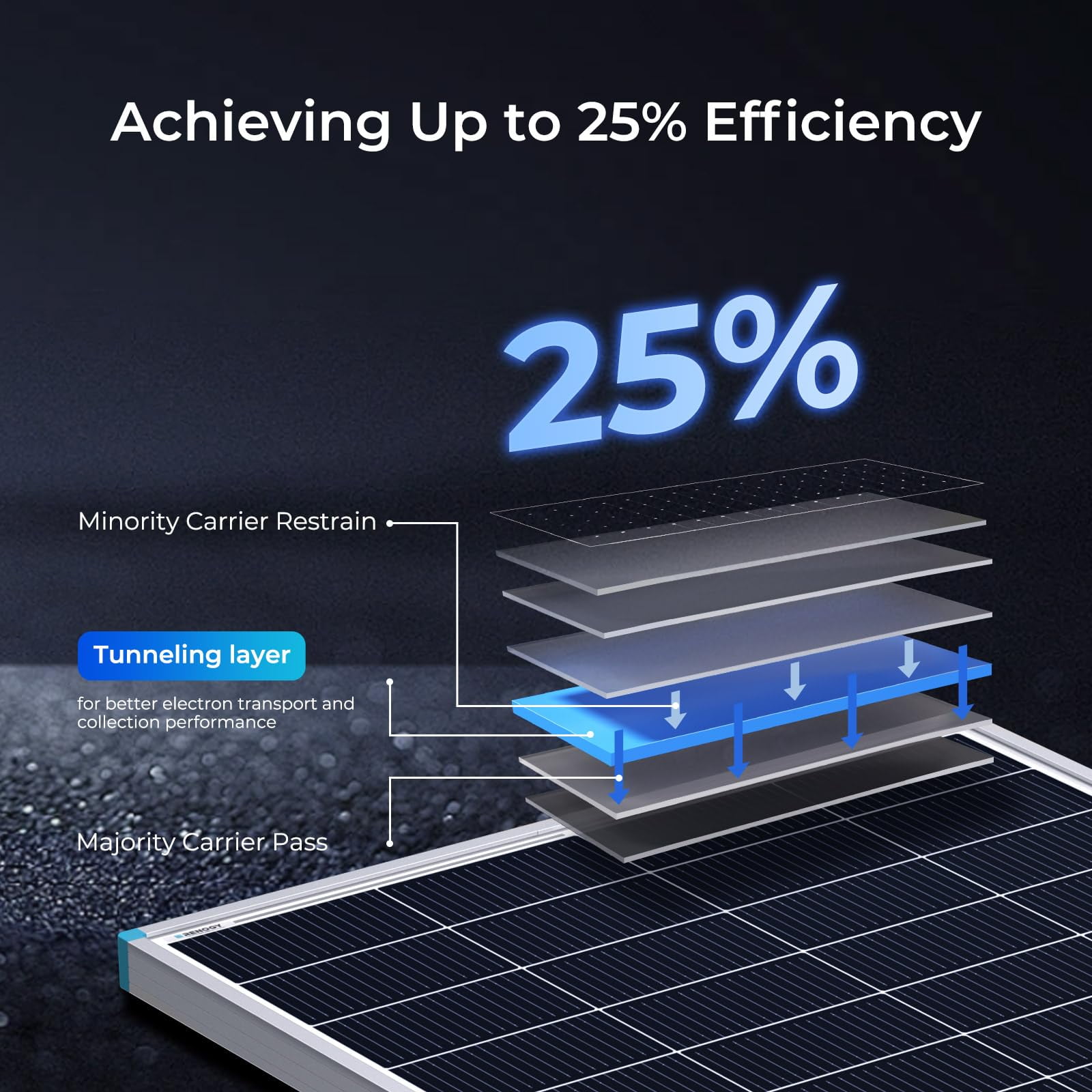 Renogy 16BB N-Type 200 Watt Solar Panel 24V, 25% High-Efficiency, Solar Panel for Power Station, RV, Cabin, Off-Grid Applications