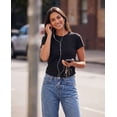 thumbnail image 6 of Real Essentials 3 Pack: Women's Cropped Cap Sleeve T Shirts Cotton Crew Neck Short Sleeve Tees Casual Going Out Summer Tops, 6 of 7