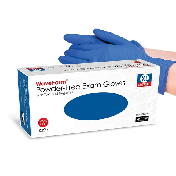 Waveform Nitrile Gloves with Textured Fingertips Box of 100 Latex