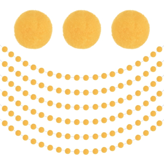 Guirnalda de bolas de fieltro Uxcell, guirnalda de pompones con 20 bolas amarillas doradas 6Pcs