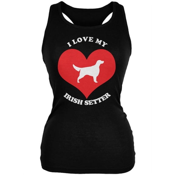 Valentines I Love My Irish Setter Black Juniors Soft Tank Top