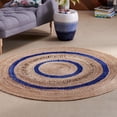 Round Blue Stripe Jute Area Rug by Drew Barrymore Flower Home