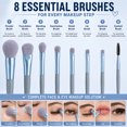 thumbnail image 3 of 9PCS Makeup Brush Set with Travel Case, 8-Piece Blue Face & Eye Makeup Brushes, Soft Synthetic Bristles Cosmetic Brush Kit for Foundation, Powder, Blending, Eyeshadow and Eyebrow, 3 of 7