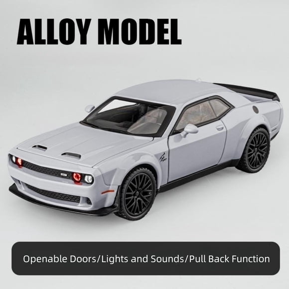 Dsseng Toy Cars for Kids 1/32 Dodge Challenger Hellcat Die Cast Metal Toy Cars Pull Back Hellcat Car With Light and Music Hellcat Toy Car Collectible Model Cars for Boys Age 3 + Year Old(