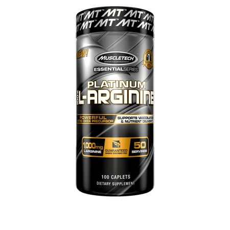 MuscleTech L-Arginine Supplement, Nitric Oxide Booster for Muscle Pumps, 100 Capsules, Unflavored