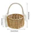thumbnail image 6 of Wicker Basket with Handle and Bow, Small Woven Flower Basket for Wedding, Basket for Party, Home Decoration (White, 15cmx24cm), 6 of 7