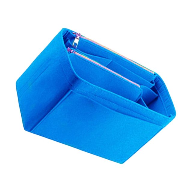Vogacara El parte movible mezclado del fieltro empaqueta la bolsa de asas del fieltro del bolso cosmético del viaje conveniente y práctico de Bolsas de maquillaje azul M 26*15*14cm