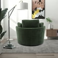 thumbnail image 5 of Modern Accent Upholstered Armchair Swivel Barrel Chair, 360 Degree Swivel Round Sofa with 3 Pillows, Chenille Fabric Comfy Lounge Club Chair Reading Chair for Bedroom Living Room Lounge Hotel, Green, 5 of 7