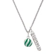 thumbnail image 1 of Delight Jewelry Silvertone 3-D Green Striped Ornament Silvertone Sisters Best Friends Forever Bar Charm Necklace, 23", 1 of 4