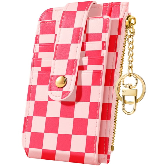 Gemfits Credit Card Holder Wallet for Women ardholder Wallets Organizer Purse Girly Aesthetic Cute Small for Ladies Teen Girls,Red Plaid