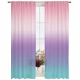 thumbnail image 2 of Pink Purple Teal Ombre Cream Semi Sheer Window Curtains 108 Inches Long, Modern Abstract Art Aesthetics Rod Pocket Voile Chiffon Curtain Light Filtering Drapes for Living Room, 52"x108", 2 Panels, 2 of 9