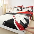 thumbnail image 3 of Manfei Black Red Watercolor Twin Sheet Sets, Modern Artwork Twin Fitted Sheet, Teen Kid Adult Flat Sheet, Ultra Soft Home Decor, 3pcs, 3 of 7