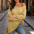 thumbnail image 2 of Tops for Women Dqueduo Women's Casual Loose Long Sleeve Top With Wide Round Neck Slit Detail And Off Shoulder Option, 2 of 10