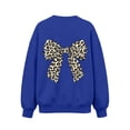 thumbnail image 7 of Risckoth Girl's Leopard Bow Print Crew Neck Sweatshirt, Long Sleeve Solid Casual Fall Winter Pullover, 7 of 7