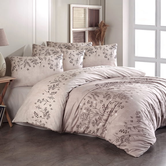 STPgoods King Veronica Percale Cotton Sheet and Pillowcases Bedding Set of 4 Brown 1 Fitted Sheet 1 Flat Sheet & 2 Pillowcases