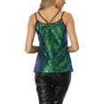 thumbnail image 3 of INSPIRE CHIC Women's Sequin Camisole Sparkle Shining Club Party Disco Glitter Cami Top S Green, 3 of 6