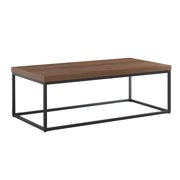 Walnut Coffee Table | Modern Industrial Rectangular Table With Black Metal