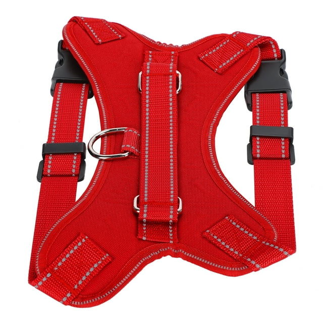 Arnés de tela Oxford reflectante ajustable para perro, correa para el pecho, chaleco de masaje, transpirable, rojo M