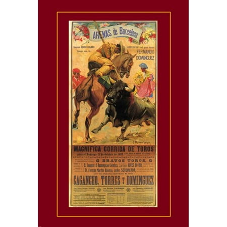 Vintage Spanish Arenas De Barcelona Bullfight Corrida Poster Matador